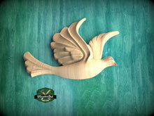 Load image into Gallery viewer, Right Facing Dove Wooden Wall Decor, Unfinished Carved Bird, Wedding Dove, Symbol of Peace and Innocence,Pigeon,Holy Spirit Dove Church