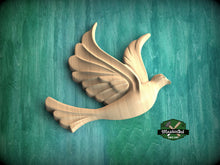 Load image into Gallery viewer, Right Facing Dove Wooden Wall Decor, Unfinished Carved Bird, Wedding Dove, Symbol of Peace and Innocence,Pigeon,Holy Spirit Dove Church