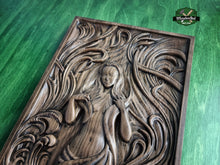 Load image into Gallery viewer, Wooden Panel of a Girl with Flowing Hair , Wall art, Designer wall decoration, Wood carved gift