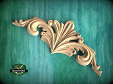 Load image into Gallery viewer, Acanthus Unpainted Wood Carved Embellishments Carved Wood Mantel Applique Home Decoration Wood Carving Wood Overlay