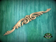 Load image into Gallery viewer, Renaissance Flourish Applique, 1 piece, Unpainted, Wood applique for fireplace surround and mantel