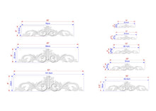 Load image into Gallery viewer, Wooden scrolled center applique, Unpainted wall embellishments, carved flower, horizontal decor, carved decoration of wood, wooden onlay