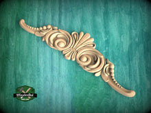 Load image into Gallery viewer, Ornate Wooden Scrollwork Applique for Home Decoration, Unpainted, Wood applique for fireplace surround and mantel