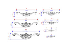 Load image into Gallery viewer, Floral Wooden Design, Wooden Carved Horizontal Furniture Applique Onlay, 1pc, Unfinished, Furniture Carving, Wood Onlay