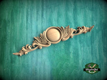 Load image into Gallery viewer, Neoclassical Wooden Carving with Center Plaque for Refined Wall Decor, Unpainted, 1pc, Home Wall Embellishments, Furniture Carving