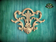 Load image into Gallery viewer, Baroque Inspired Wooden Scrollwork Applique for Classic Interiors, 1 pc, decorative wood trim