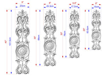 Load image into Gallery viewer, Elongated Renaissance Wooden Applique with Central Rosette, Unpainted, Carved decorative onlays, 1pc, Home Wall Embellishments