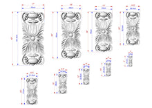 Load image into Gallery viewer, Vertical Symmetrical Acanthus Leaf Wooden Applique, 1pc, Unfinished, Home Wall Embellishments, Furniture Carving, Wood Onlay