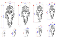 Load image into Gallery viewer, Wooden Acanthus Leaf combined into a shell shape Drop Applique for Classical Decor, Furniture Carving, Wood Onlay, 1pc, Unpainted