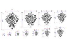 Load image into Gallery viewer, Blooming Rose Wooden Applique with Leafy Accents, 1pc, Unpainted, Home Wall Embellishments, Furniture Carving, Wood Onlay