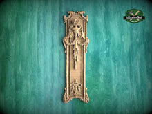 Load image into Gallery viewer, Grandiose Wooden Onlay with Urn and Garland Motifs, 1pc, Unfinished, Home Wall Embellishments, Furniture Carving, Wood Onlay