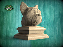 Load image into Gallery viewer, Yorkshire Terrier bust made of wood, Yorkshire Terrier Wooden Finial for Staircase Newel Post, Yorkshire Terrier finial bed post