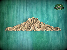 Load image into Gallery viewer, Wooden Shell decor, Wood Carved Applique Onlay, 1pc, Home Wall Embellishments, Furniture Carving