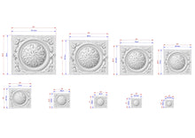 Load image into Gallery viewer, Rectangular Geometric Border Wooden Rosette with Central Filigree, 1 pc, Unpainted