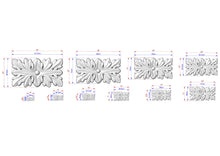 Load image into Gallery viewer, Rectangular Symmetrical Leaf Pattern, Wooden Rosette, 1 piece, Unpainted, Home Wall Embellishments, Wood onlays, wood wall art decor