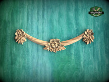 Load image into Gallery viewer, Blossom Elegance Wooden Swag, Carved Wood Aiguillette for Fireplace Mantel, 1pc, Home Wall Embellishments, Furniture Carving, Wood Onlay