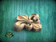 Load image into Gallery viewer, Carved Wooden Fleur-de-lis Rosette, 1 piece, Unpainted, Home Wall Embellishments, wooden trims, wood wall art decor