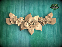 Load image into Gallery viewer, Floral Wooden Carving Applique for Rustic Home Decor, decorative wood trim