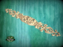 Load image into Gallery viewer, Baroque-Style Wooden Carving for Sophisticated Wall Decor, 1pc, Unfinished, Home Wall Embellishments, Furniture Carving, Wood Onlay