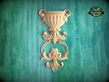 Load image into Gallery viewer, Ornamental Wooden Wall onlay with Acanthus Leaf Design, Carved Wooden Bowl, 1 piece, wood wall art decor