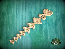 Load image into Gallery viewer, Vertical Wooden Garland Applique with Cascading Fleur-de-Lis , Interior Decor Appliques, Unfinished, 1pc, Furniture Carving, Wood Onlay