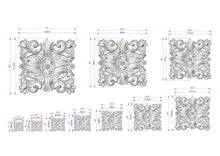 Load image into Gallery viewer, Majestic Wooden Baroque Applique with Central Symmetrical Flower, 1pc, Home Wall Embellishments, Furniture Carving, Wood Onlay, Unfinished