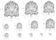 Load image into Gallery viewer, Scallop Shell Wooden Applique with Ornamental Scrolls, Wood Carved Applique Onlay, 1pc,Unpainted Home Wall Embellishments, Furniture Carving