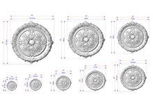 Load image into Gallery viewer, Intricately Carved Wooden Rosette with Classic Foliage Motifs, Unpainted, 1pc, Applique furniture decor DIY