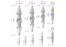 Load image into Gallery viewer, Vertical Wooden Applique with Leaf and Scroll Design, Interior decor appliques, 1pc, Unpainted, Furniture Carving, Wood Onlay