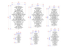 Load image into Gallery viewer, Vertical Ornate Scrollwork Wooden Applique with Central Symmetry, 1pc, Unpainted, Home Wall Embellishments, Furniture Carving, Wood Onlay