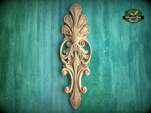 Load image into Gallery viewer, Acanthus Leaf Wood Carving Onlay with Elegant Scrolls, Furniture Carving, Wood Onlay, 1pc, Unpainted