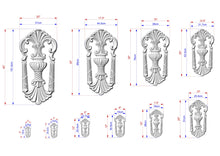 Load image into Gallery viewer, Regal Acanthus and Fleur-de-Lis Wood Onlay, Carved Wood Onlay, 1pc, Unpainted, Furniture Carving, Wood Onlay