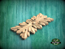 Load image into Gallery viewer, Rectangular Symmetrical Leaf Pattern, Wooden Rosette, 1 piece, Unpainted, Home Wall Embellishments, Wood onlays, wood wall art decor