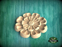 Load image into Gallery viewer, Ornate Wooden Carved Rosette, 1 piece, Unpainted, Home Wall Embellishments, round wooden trims, wood wall art decor