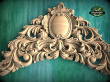 Load image into Gallery viewer, Victorian Flourish: Carved Wooden Archway Keystone, Unpainted, 1pc, Home Wall Embellishments, Furniture Carving, Ornamental Woodwork