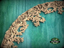 Load image into Gallery viewer, Regal Rhapsody: Carved Wooden Arch Appliqué, 1pc, Unpainted, Home Wall Embellishments, Furniture Carving, Wood Onlay