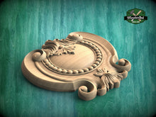 Load image into Gallery viewer, Baroque Splendor: Acanthus & Beadwork Wooden Carved Onlay, Unpainted, 1pc, Home Wall Embellishments, Furniture Carving, Ornamental Woodwork