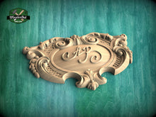 Load image into Gallery viewer, Monogrammed Elegance: Customizable Crest Wooden Onlay, Unpainted, 1pc, Home Wall Embellishments, Furniture Carving