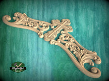 Load image into Gallery viewer, Divine Grace Cross - Wooden carved Onlay, Unpainted, 1pc, Home Wall Embellishments, Furniture Carving, Ornamental Woodwork