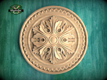 Load image into Gallery viewer, Renaissance Rosette: Carved Wooden Emblem, 1 pc, Unpainted, Decorative Rosettes