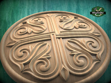 Load image into Gallery viewer, Cross My Heart: Ornate Fleur-de-Lis Wooden Rosette, 1 pc, Unpainted, Decorative Rosettes, Home Wall Embellishments, Round Wooden Onlays
