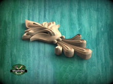 Load image into Gallery viewer, Fleur-de-Lis Flourish: Vertical Wooden Carved Overlay, 1 pc, Unpainted, Home Wall Embellishments, Furniture Carving, Wood Onlays