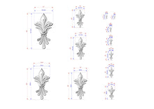 Load image into Gallery viewer, Fleur-de-Lis Flourish: Vertical Wooden Carved Overlay, 1 pc, Unpainted, Home Wall Embellishments, Furniture Carving, Wood Onlays