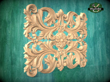 Load image into Gallery viewer, Renaissance Reverie: Exquisite Rectangular Wood Onlay, Wooden Panel, 1pc, Unpainted, Furniture Carving, Architectural Woodwork