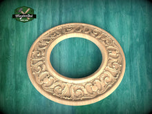 Load image into Gallery viewer, Elegant Wooden Carved Circular Frame - Chandelier Ceiling Mount, 1 pc, Unpainted, ceiling carved rosettes