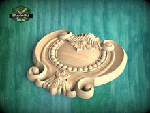Load image into Gallery viewer, Baroque Splendor: Acanthus & Beadwork Wooden Carved Onlay, Unpainted, 1pc, Home Wall Embellishments, Furniture Carving, Ornamental Woodwork