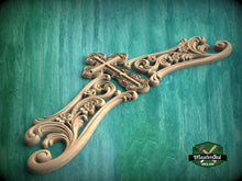 Load image into Gallery viewer, Divine Grace Cross - Wooden carved Onlay, Unpainted, 1pc, Home Wall Embellishments, Furniture Carving, Ornamental Woodwork