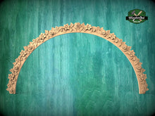 Load image into Gallery viewer, Blossoming Arch: Floral Wood Carving, 1pc, Unpainted, Home Wall Embellishments, Furniture Carving, Wood Onlay