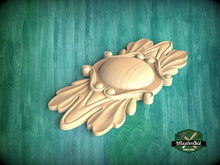 Load image into Gallery viewer, Vertical Carved Wooden Rosette with Leaf Scrollwork, Renaissance Inspired Decor, 1pc, Unfinished, Home Wall Embellishments, Wood Onlay