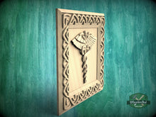 Load image into Gallery viewer, Caduceus Symbol Carved Wood Rosette, Medical Office Decor, Square Carved Decor, 1pc, Unpainted, Home Wall Embellishments, Wood Onlay